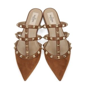 Valentino Suede Rockstud Mules